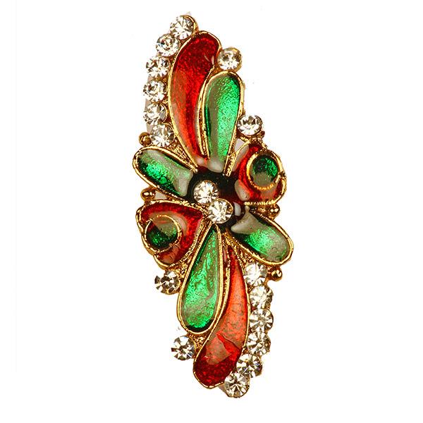 Kriaa Meenakari Austrian Stone Stone Maroon & Green Saree Pin Brooch