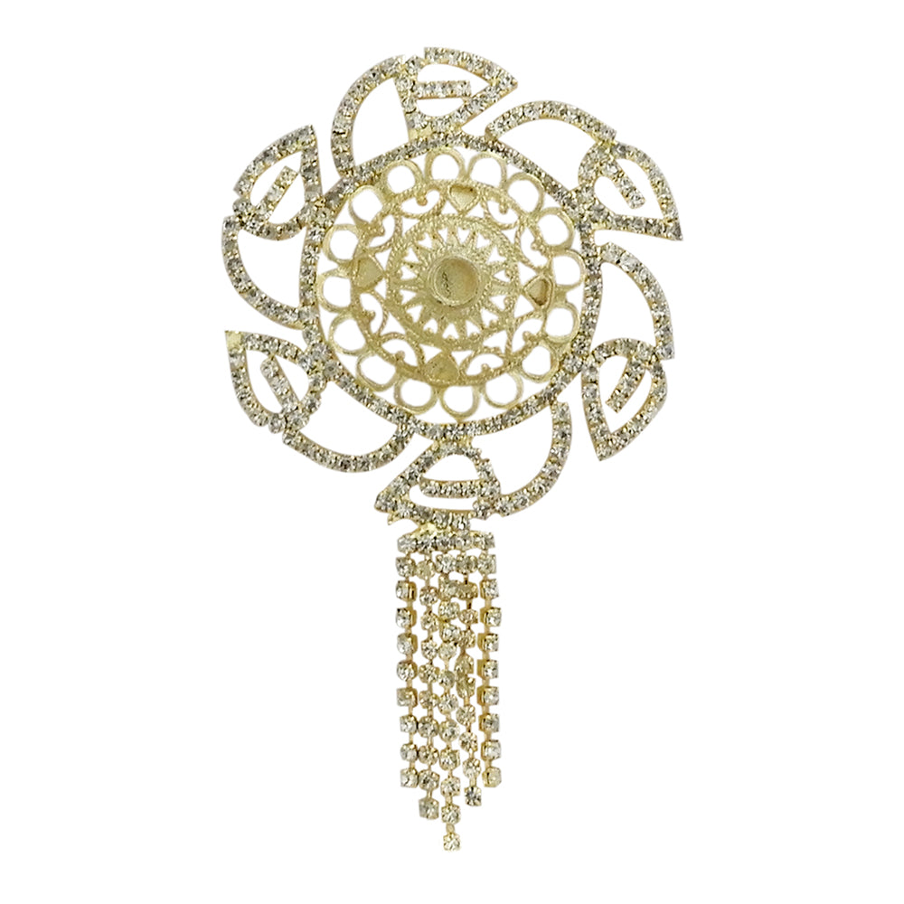 Kriaa Gold Plated Austrian Stone Saree Pin Brooch - 1502805