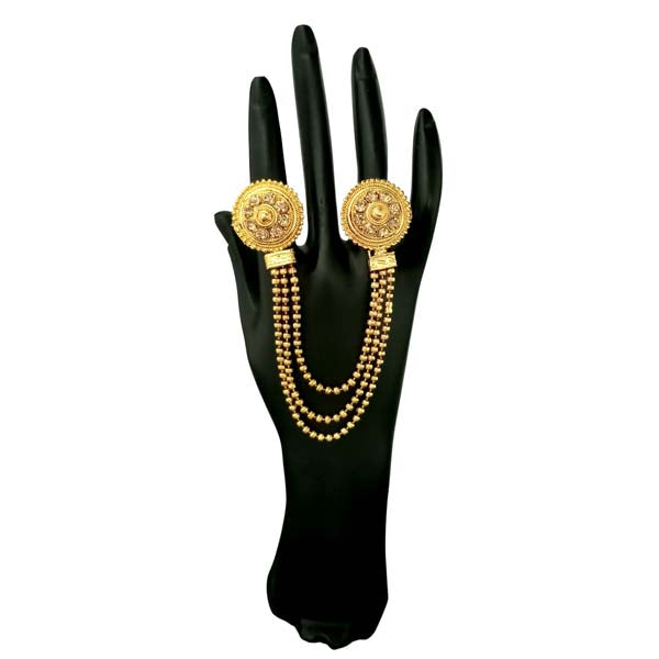 Kriaa Brown Austrian Stone Chain Double Finger Ring
