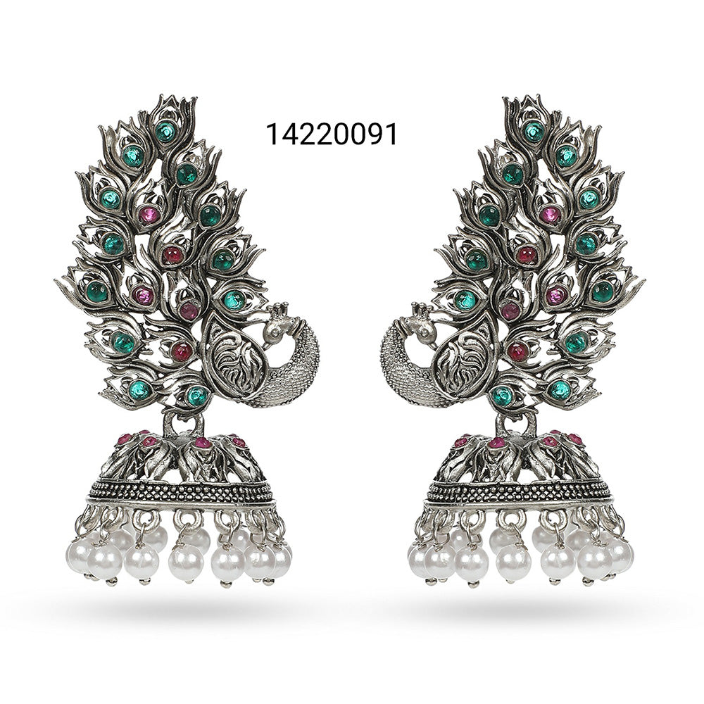 Wearhouse Fashion Oxidised Plated Jhumki Earrings - 16505_1