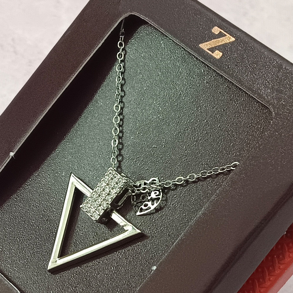 The Z Collection Silver Plated AD Triangle Chain Pendant