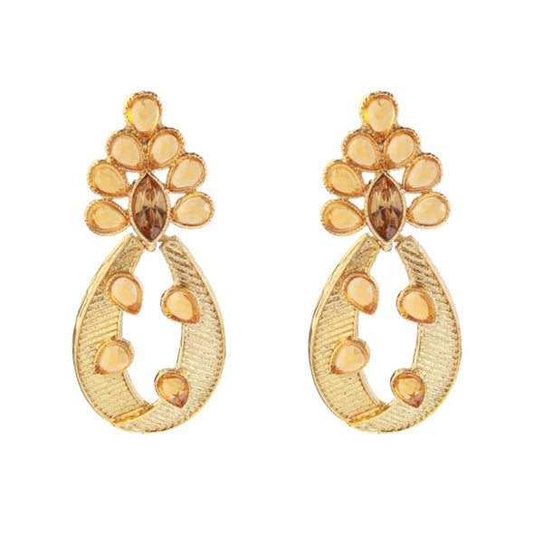 Kriaa Brown Austrian Stone Gold Plated Dangler Earring