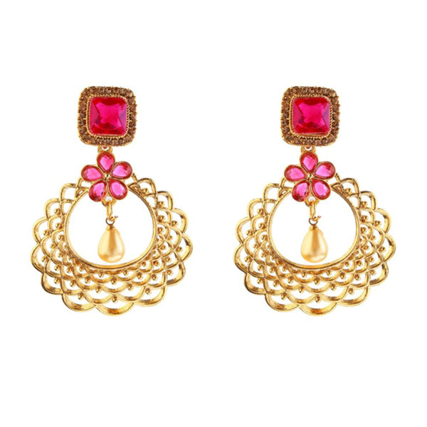 Kriaa Zinc Alloy Gold Plated Austrian Stone Dangler Earring