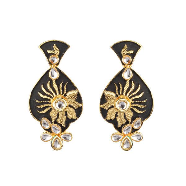 Kriaa Kundan Zinc Alloy Gold Plated Dangler Earring
