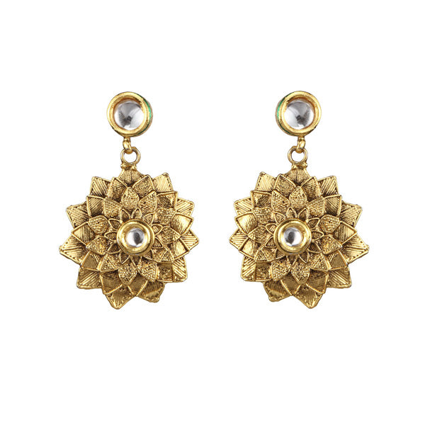 Kriaa Kundan Zinc Alloy Gold Plated Dangler Earring