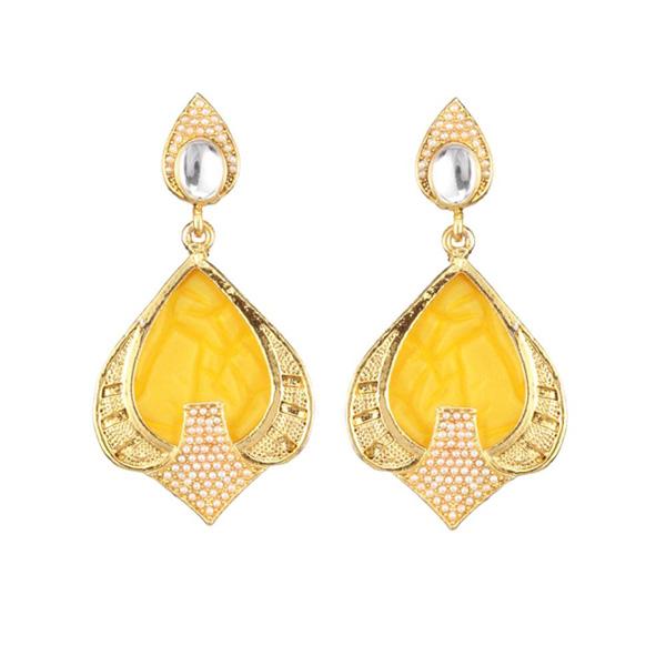 Kriaa Resin Gold Plated Pearl & Kundan Dangler Earring
