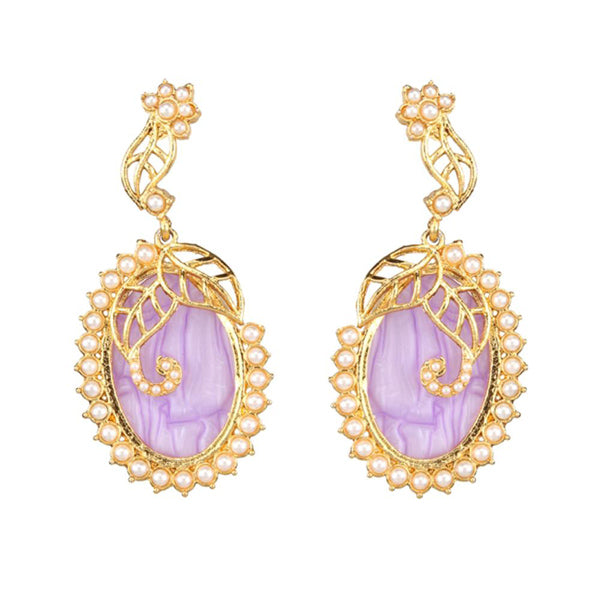 Kriaa Gold Plated Resin Pearl Dangler Earring