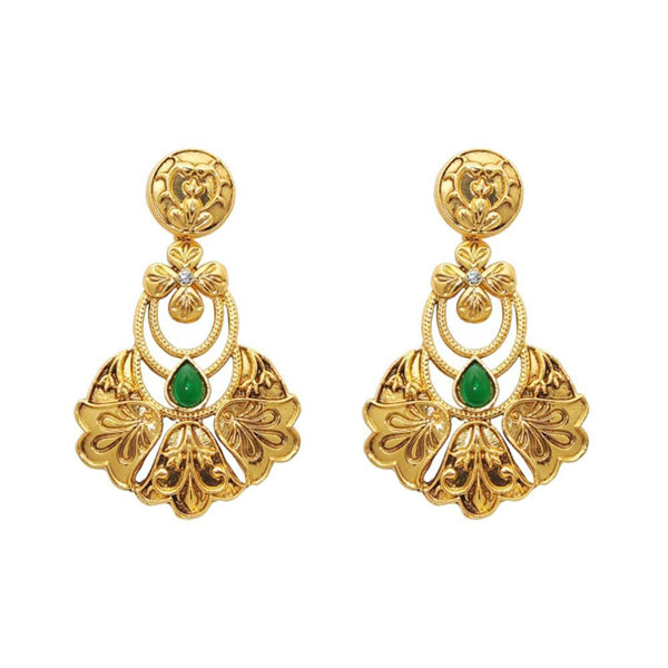 The99Jewel Gold Plated Green Austrian Stone Dangle Earrings