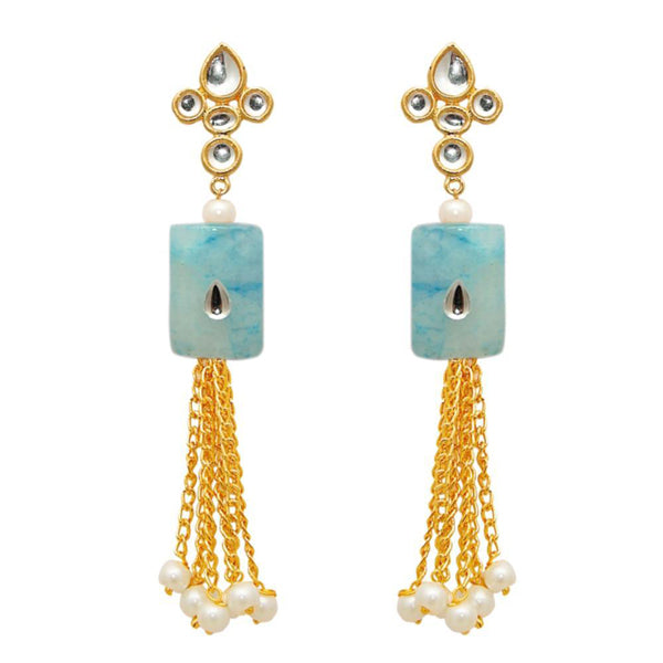 The99jewel Gold Plated White Kundan Dangler Earrings