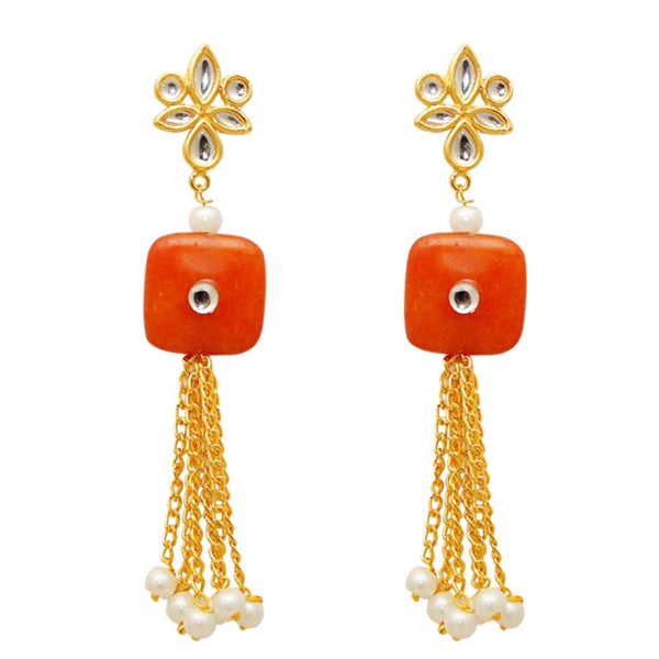 Kriaa Gold Plated White Kundan Dangler Earring