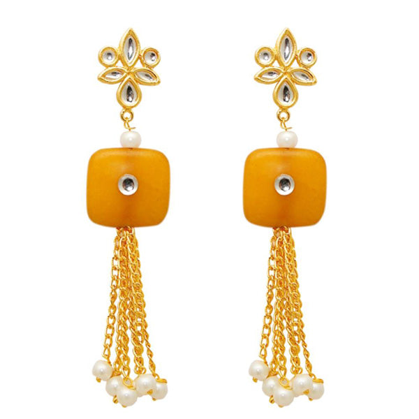 Kriaa Gold Plated White Kundan Dangler Earring