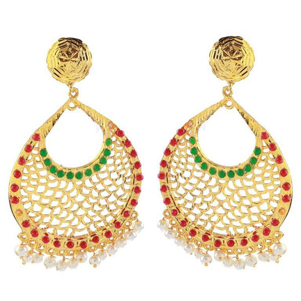 The99Jewel Green And Maroon Pota Stone Danglers Earrings