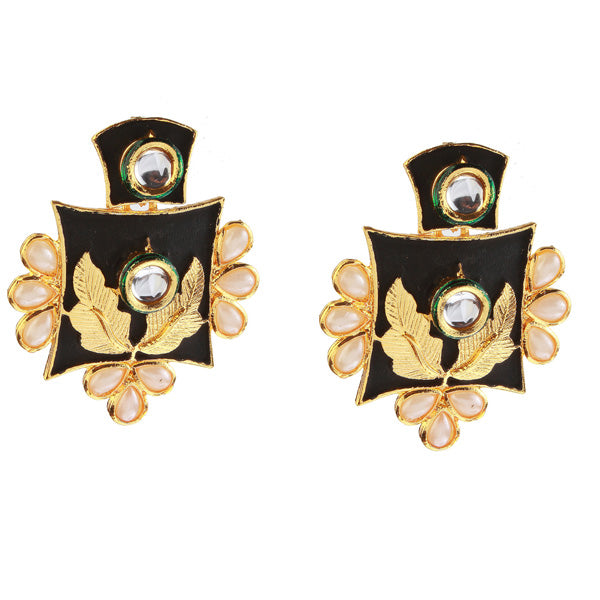 Kriaa Pearl And Kundan Gold Plated Dangler Earring
