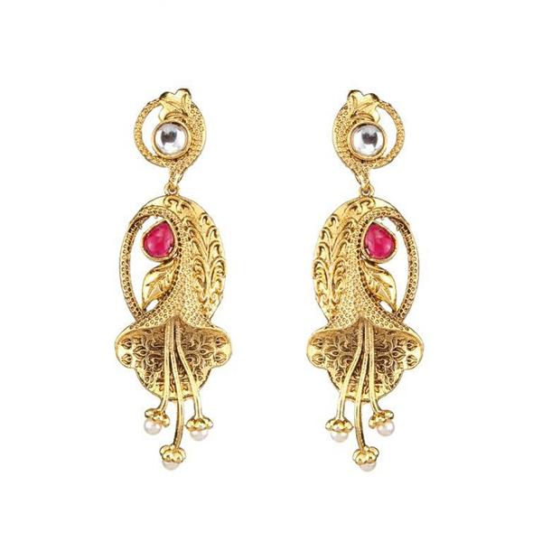 The99Jewel Pink Pota Stone and kundan Danglers earrings