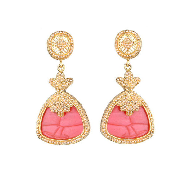 Kriaa Peach Resin Gold Plated Dangler Earring