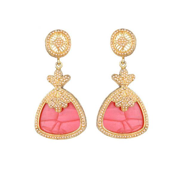 Kriaa Peach Resin Gold Plated Dangler Earring