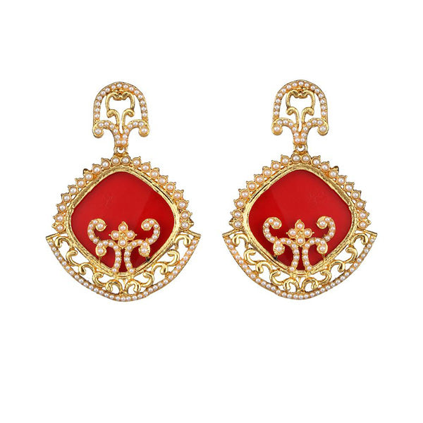Kriaa Kundan Resin Gold Plated Dangler Earring