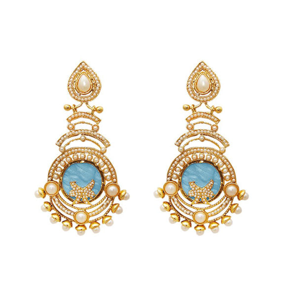 Kriaa Resin Kundan Gold Plated Dangler Earring