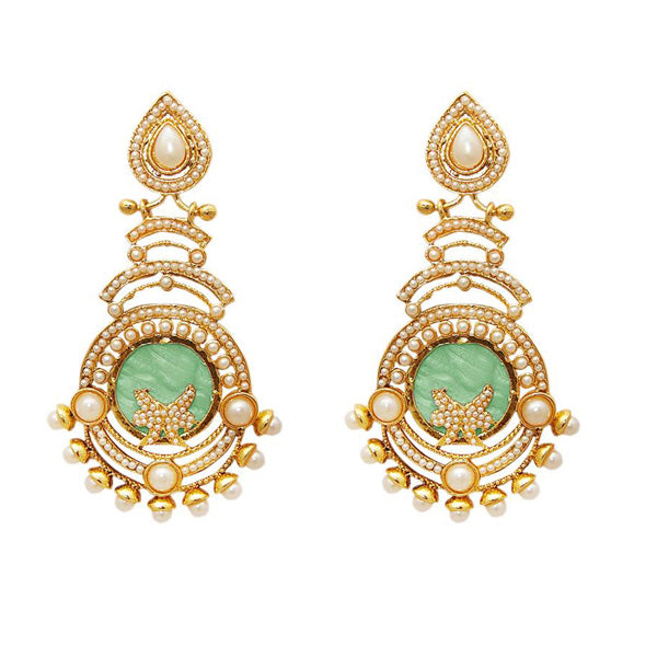 Kriaa Resin Kundan Gold Plated Dangler Earring