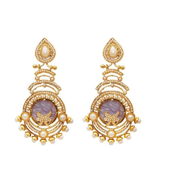Kriaa Purple Resin Gold Plated Dangler Earring