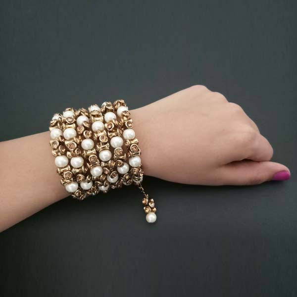 Kriaa Gold Plated Austrian Stone Pearl Bracelet