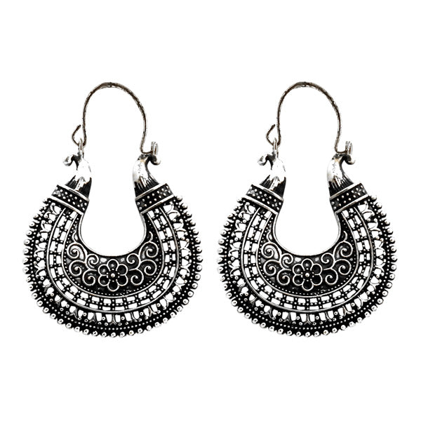 Urthn Black Oxidised Plated Dangler Earrings