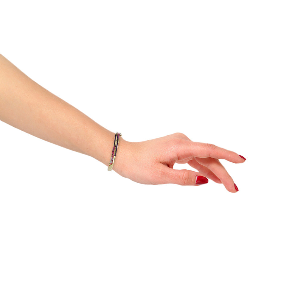 Estele 24Kt Gold Plated Pink & Purple Studded Cuff Bracelet