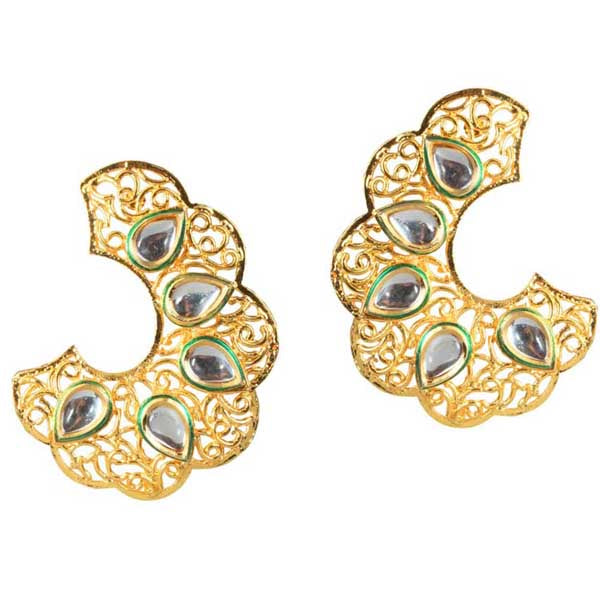 Aurum Kundan Meenakari Gold Plated Dangler Earrings