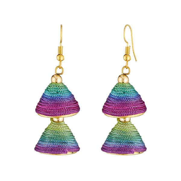 Jeweljunk Multicolor Thread Gold Plated Earrings