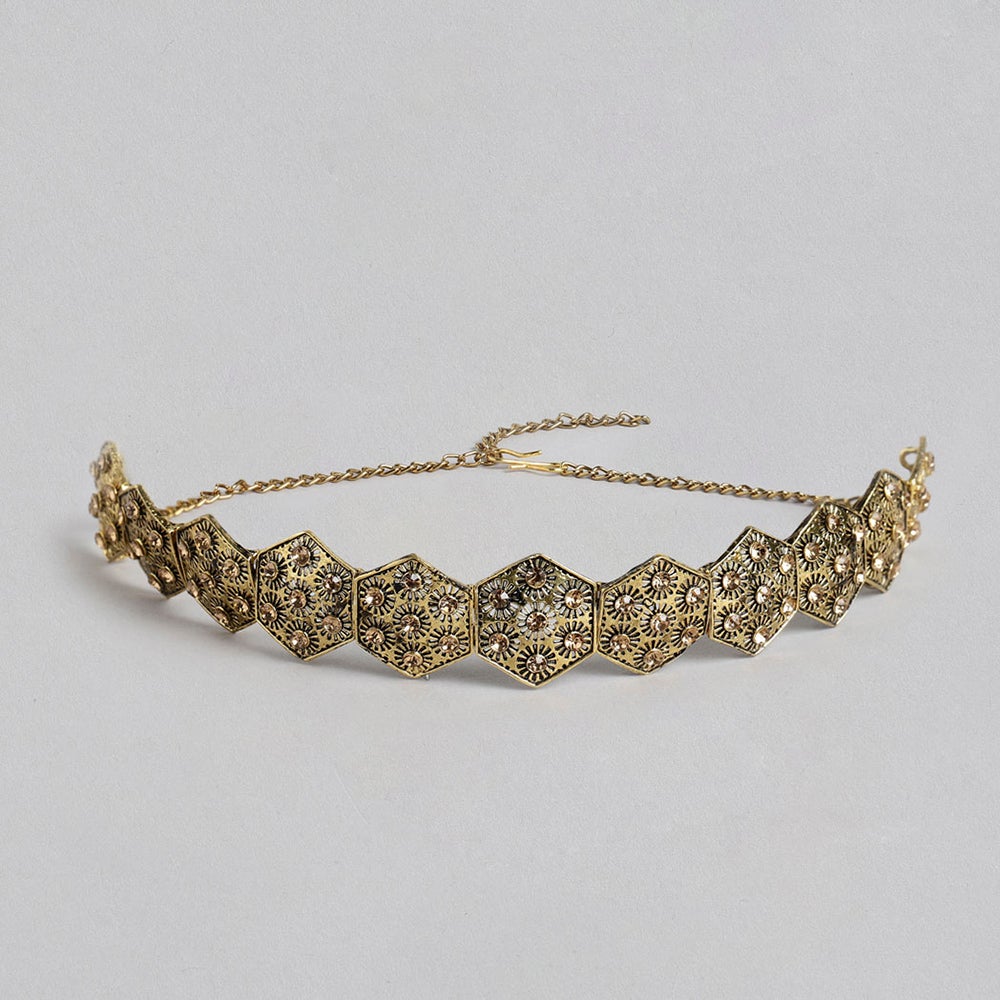 Kord Store Desirable Gold Plated LCD Stone Collar Necklace For Girls and Women