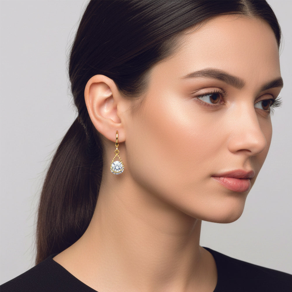 JewelMaze Set of 3 Gold Plated American Diamond Earrings Combo