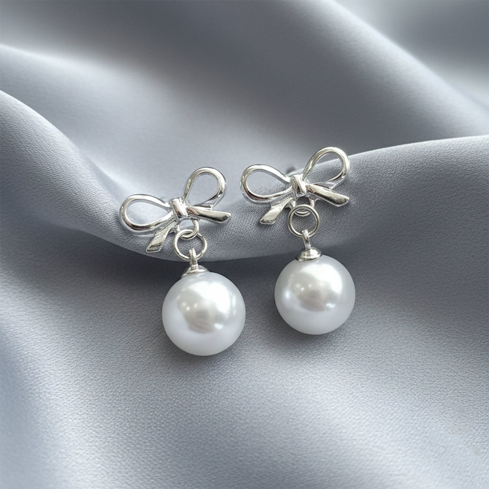 JewelMaze Set of 6 Gold And Silver Plated Pearl Drop Earrings Combo