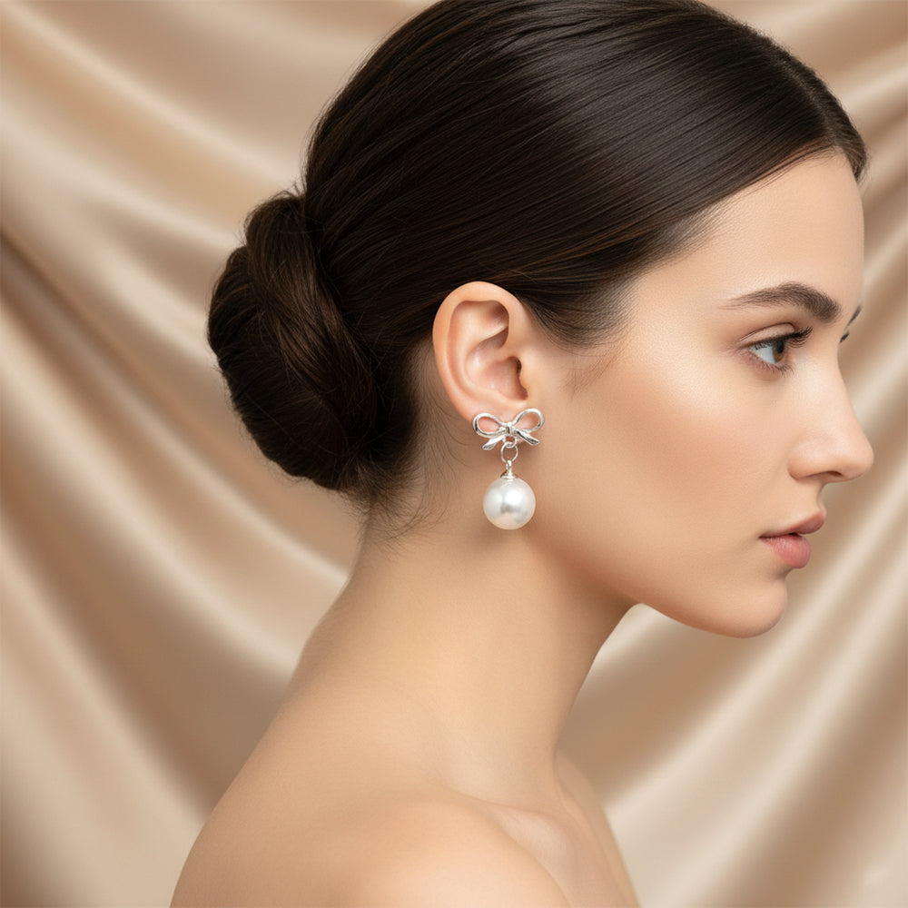 JewelMaze Set of 6 Gold And Silver Plated Pearl Drop Earrings Combo