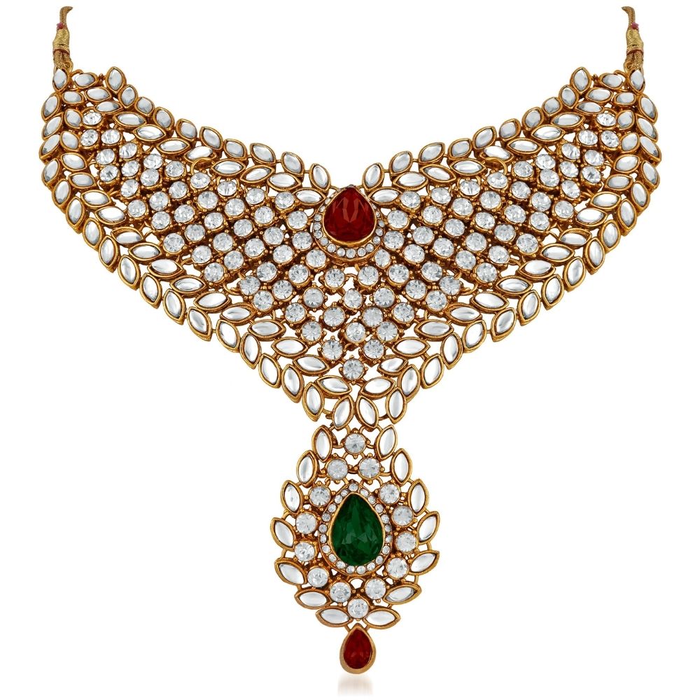 JewelMaze Exclusive Crystal Stone Bridal Jewellery Set