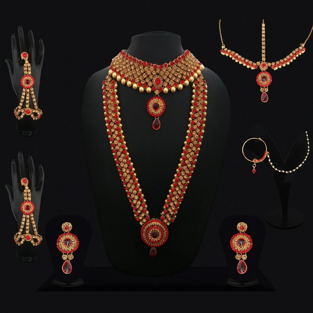 JewelMaze Luxury Austrian and Pearl  Bridal Jewelry Set