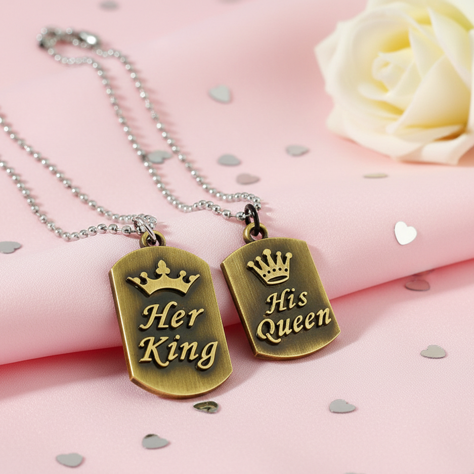 Urbana His Queen Her King Stylish Chain Pendant Combo-1004374