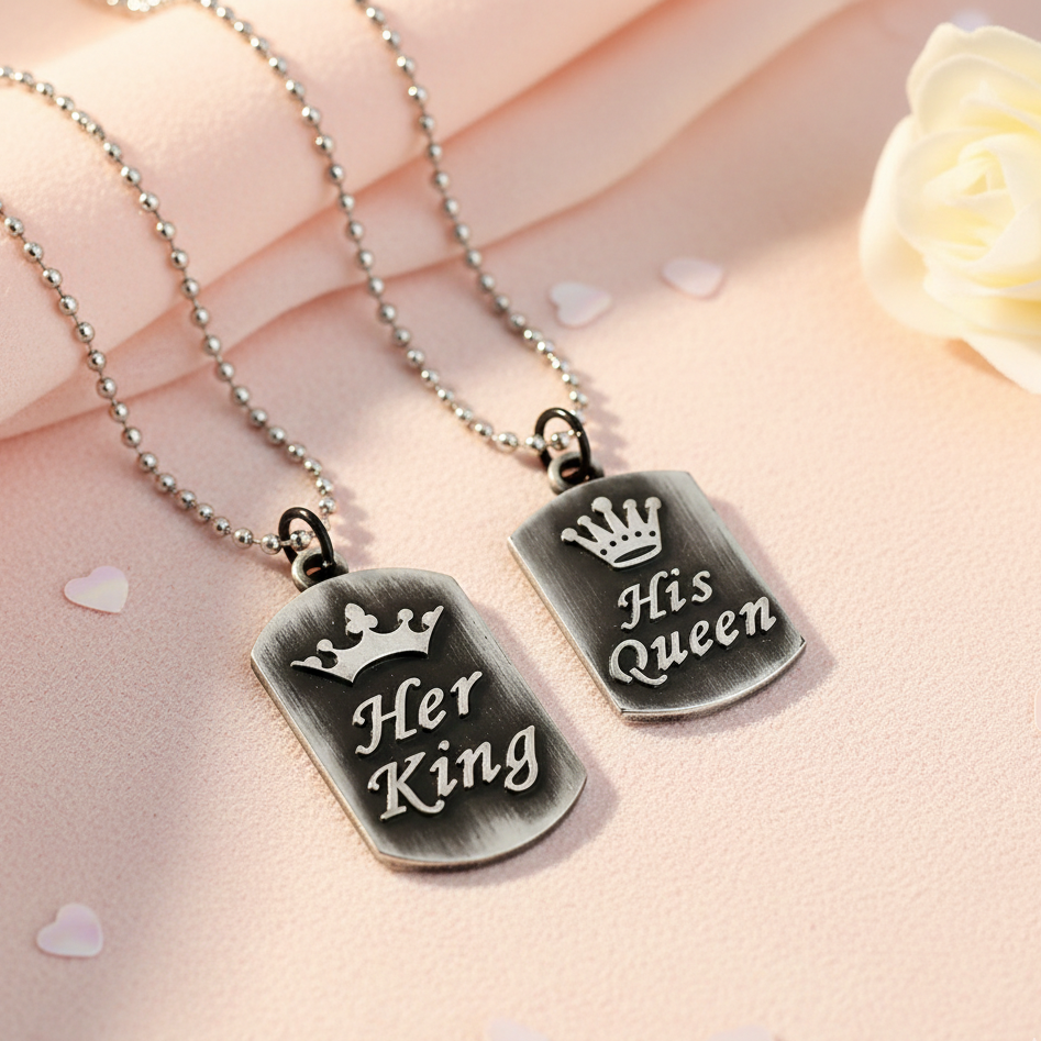 Urbana His Queen Her King Stylish Chain Pendant Combo-1004375