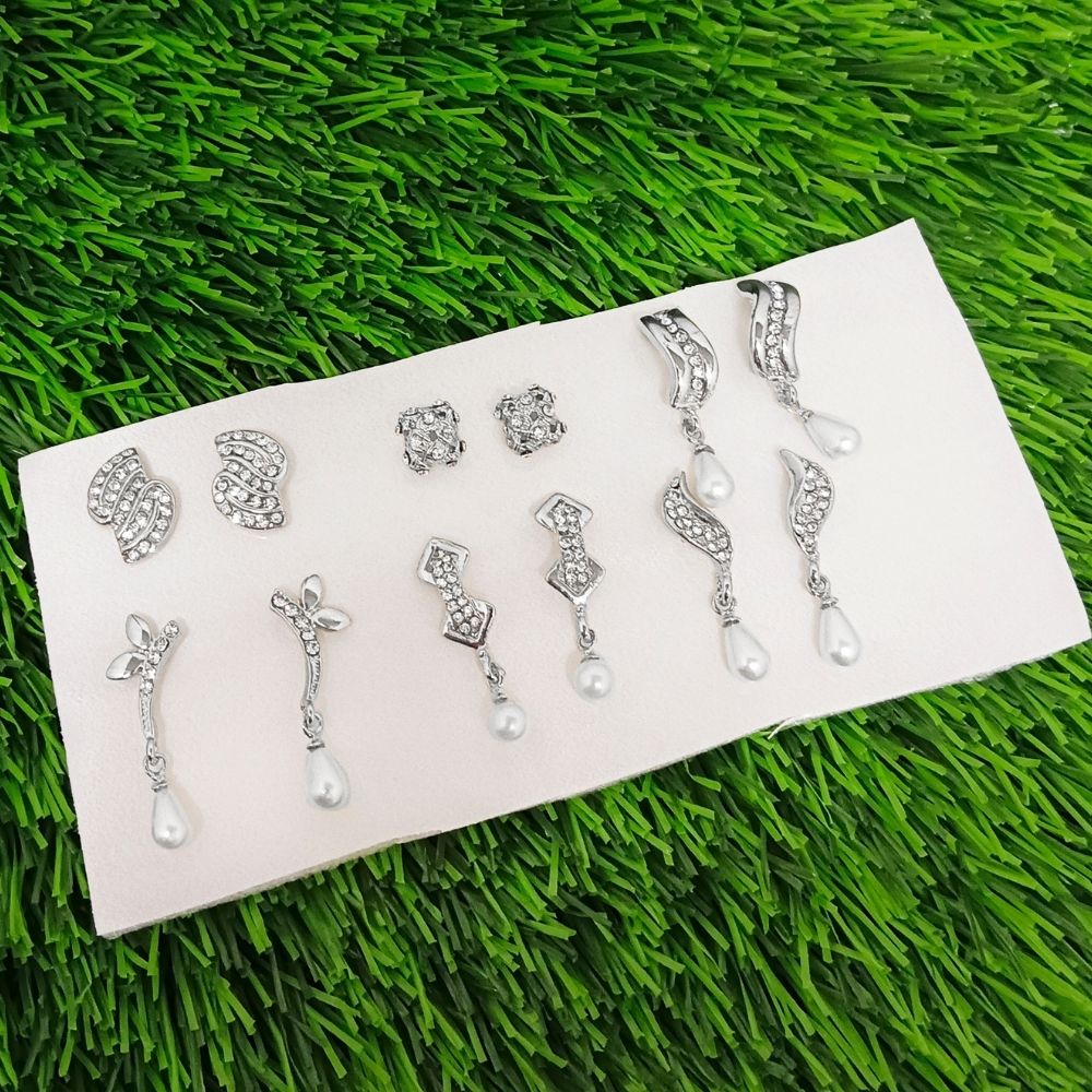 JewelMaze Austrian Stone stud Earrings Combo for Party Wear