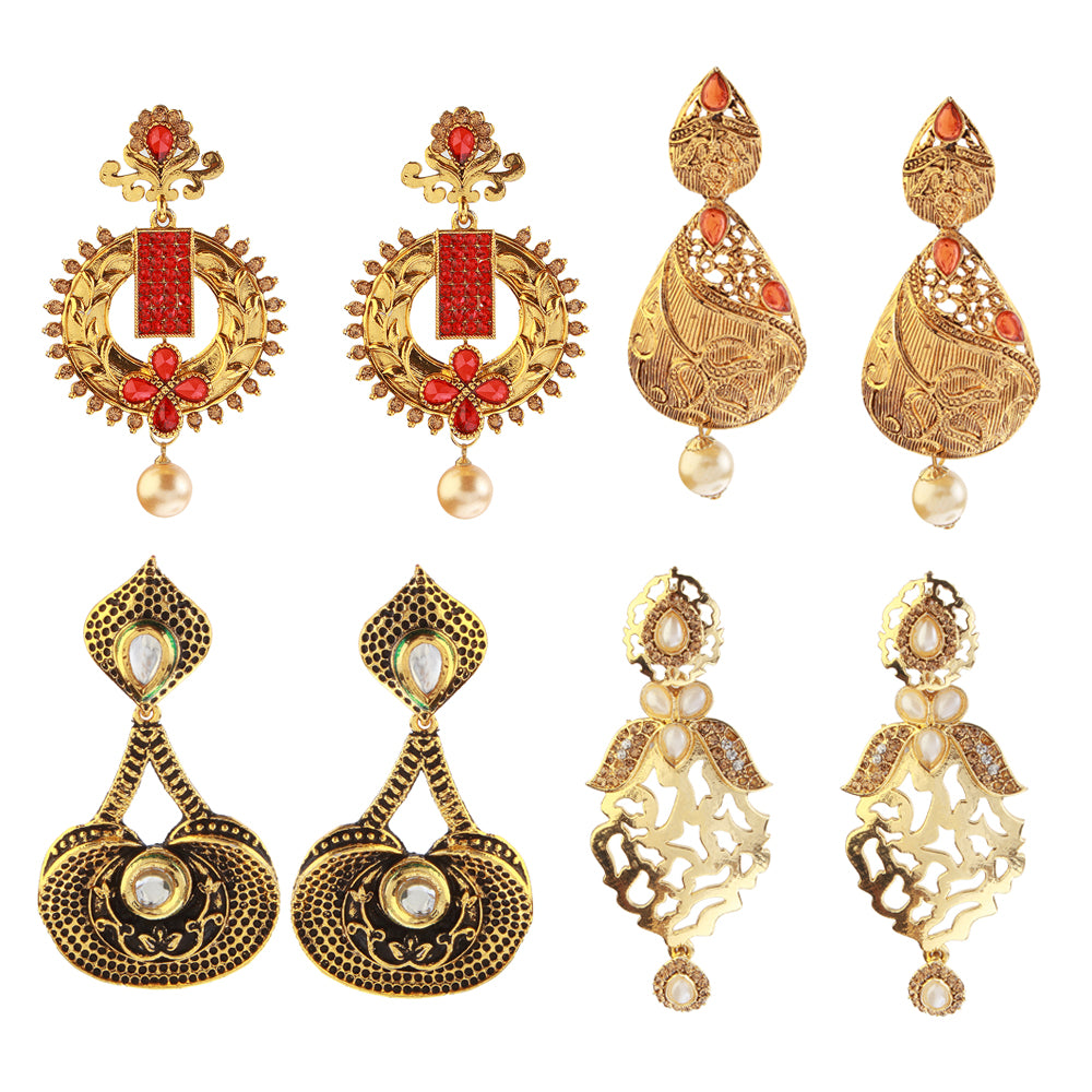 JewelMaze Set of 4 Earrings Combo