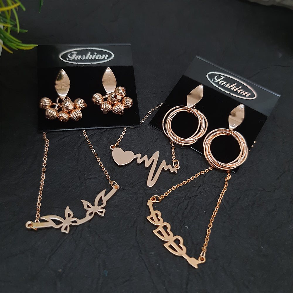 Bhavi Jewels 2 Earrings + 3 Chain Pendant Combo