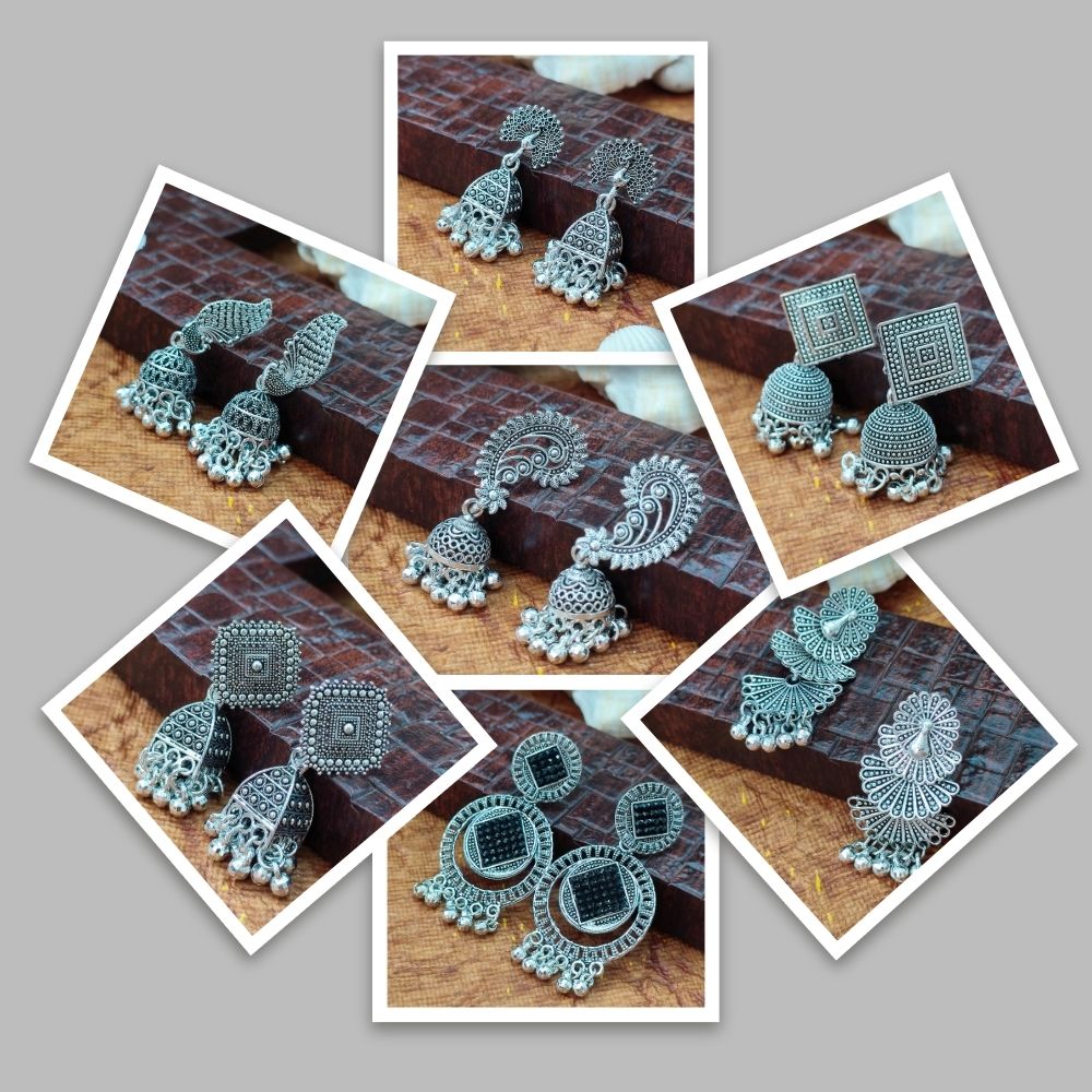 JewelMaze Set of 7 Earrings Combo - 1005291