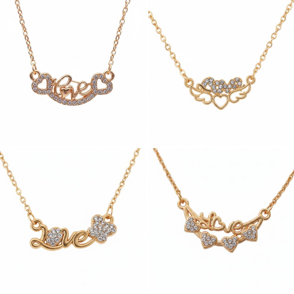 JewelMaze Elegant Rose Gold assorted Chain Pendant Combo for Women (Pack of 4 Pairs)