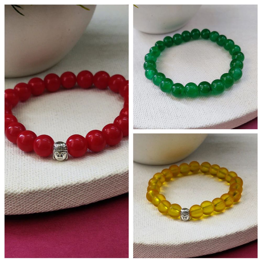 Jewelmaze Trendy Beads Bracelet Combo for Girls & Women ( Pack of 3)