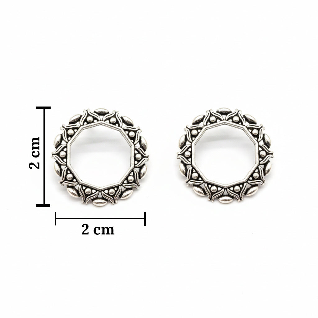 JewelMaze Oxidised Plated Pack of 2 Assorted Studs Combo