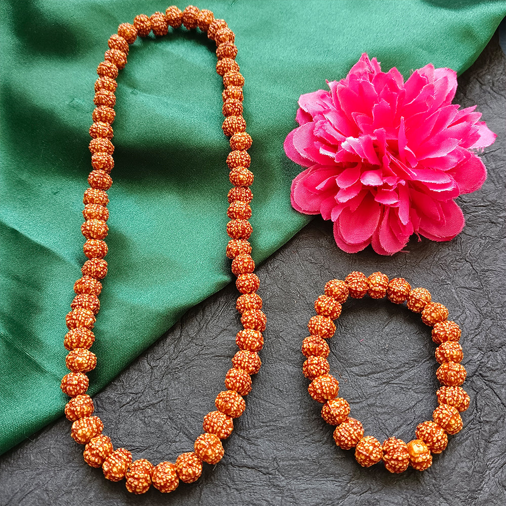 Jewelmaze Handcrafted Mala & Bracelet Jewellery Combo for Men