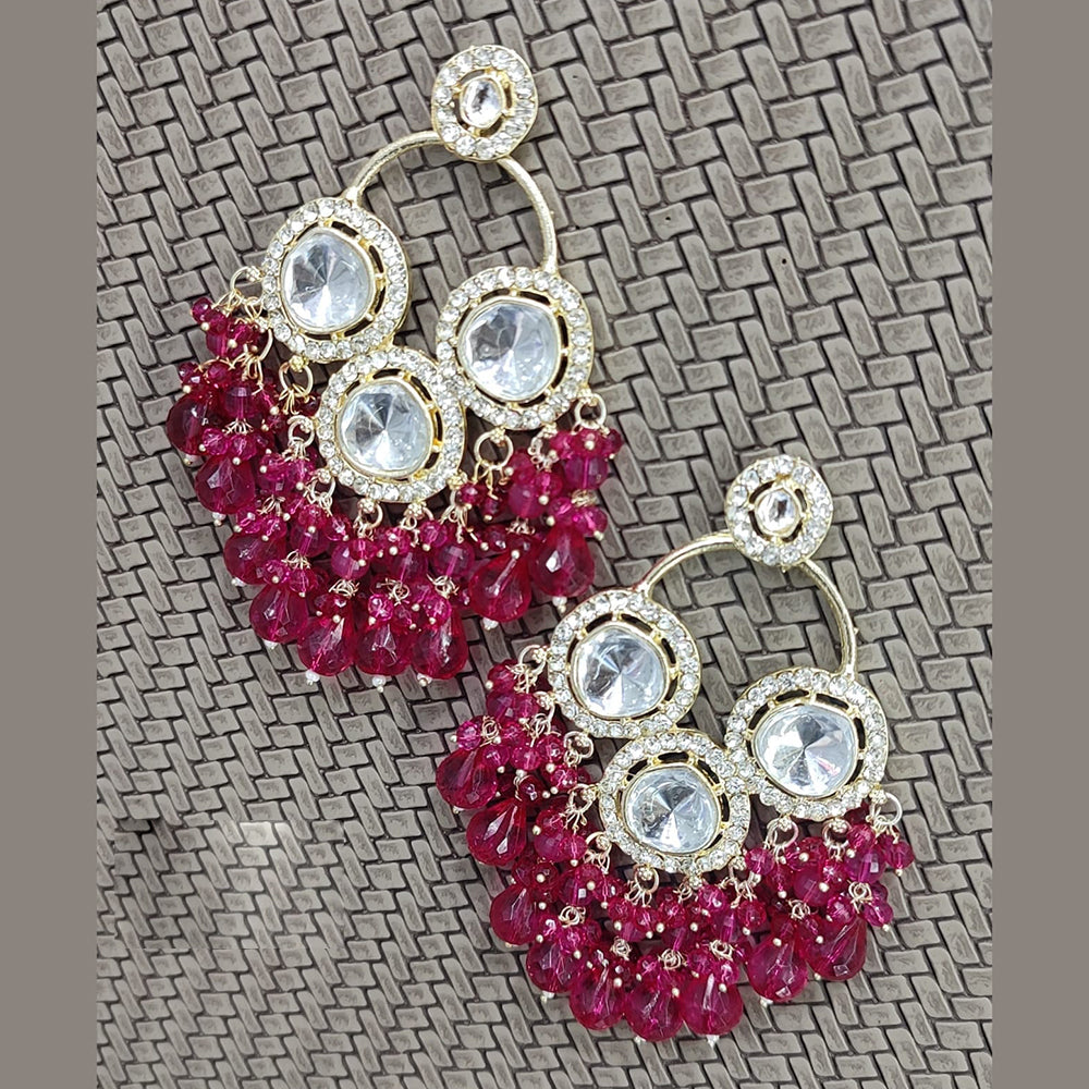 JewelMaze Gold Plated Austrian Stone And Pearls Dangler Earrings