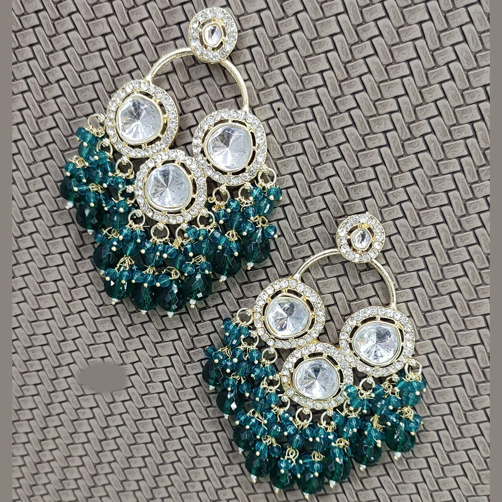 JewelMaze Gold Plated Austrian Stone And Pearls Dangler Earrings
