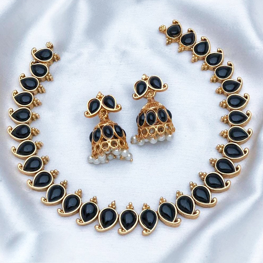 JewelMaze Gold Plated Pota Stone Necklace Set
