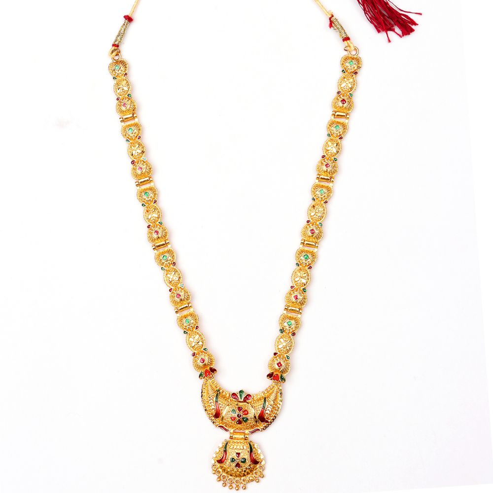 Jewelmaze Forming Look Traditional Long Necklace Set Elegant Jewelry for Women