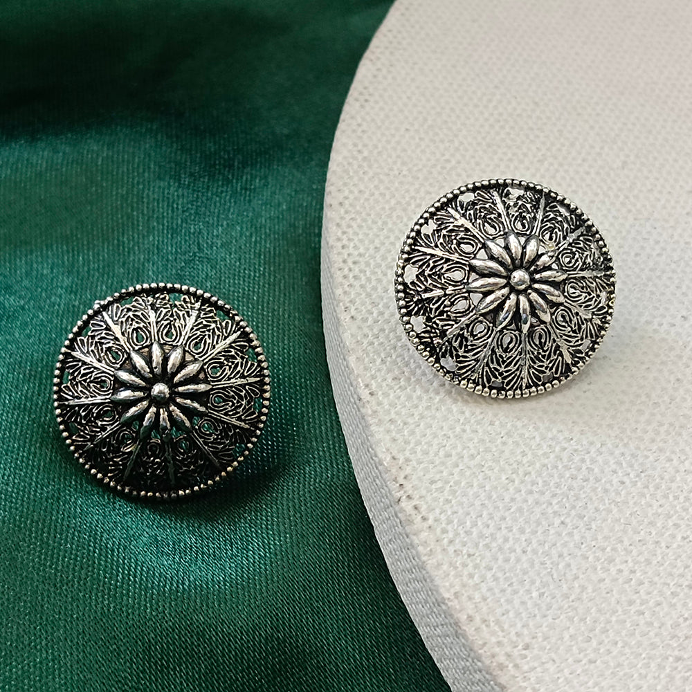 JewelMaze Oxidised Plated Stud Earrings